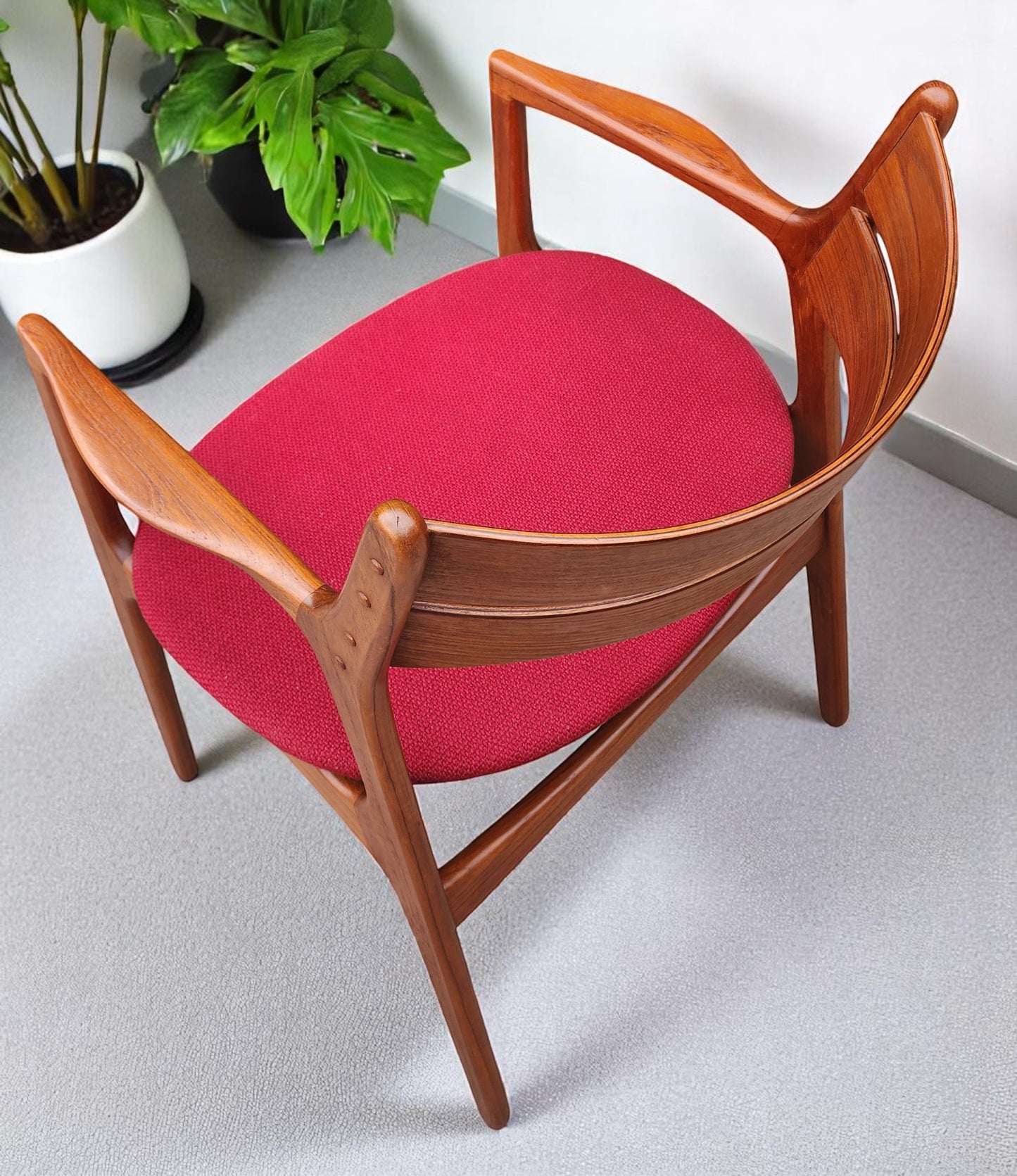 REFINISHED Danish MCM teak armchair by Erik Buch, model 312, will be REUPHOLSTERED