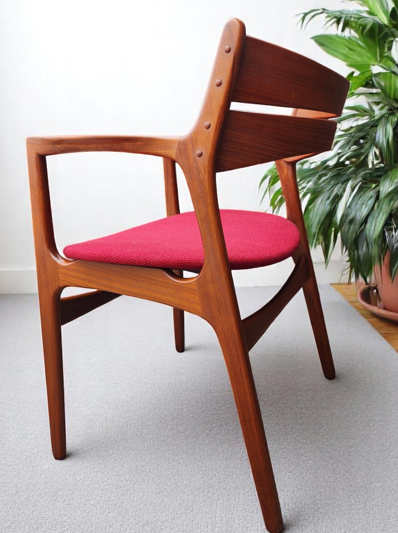REFINISHED Danish MCM teak armchair by Erik Buch, model 312, will be REUPHOLSTERED