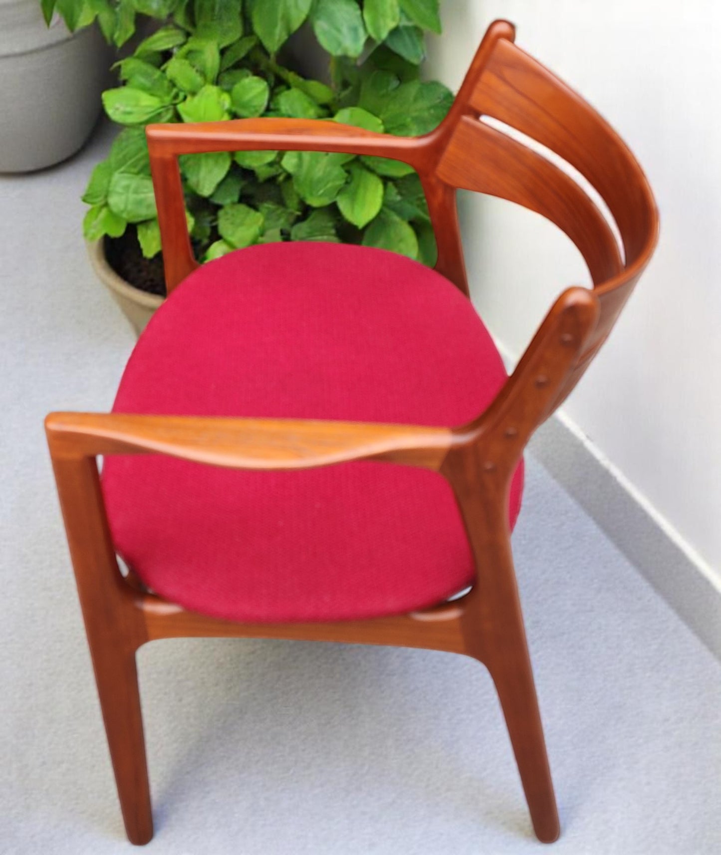REFINISHED Danish MCM teak armchair by Erik Buch, model 312, will be REUPHOLSTERED