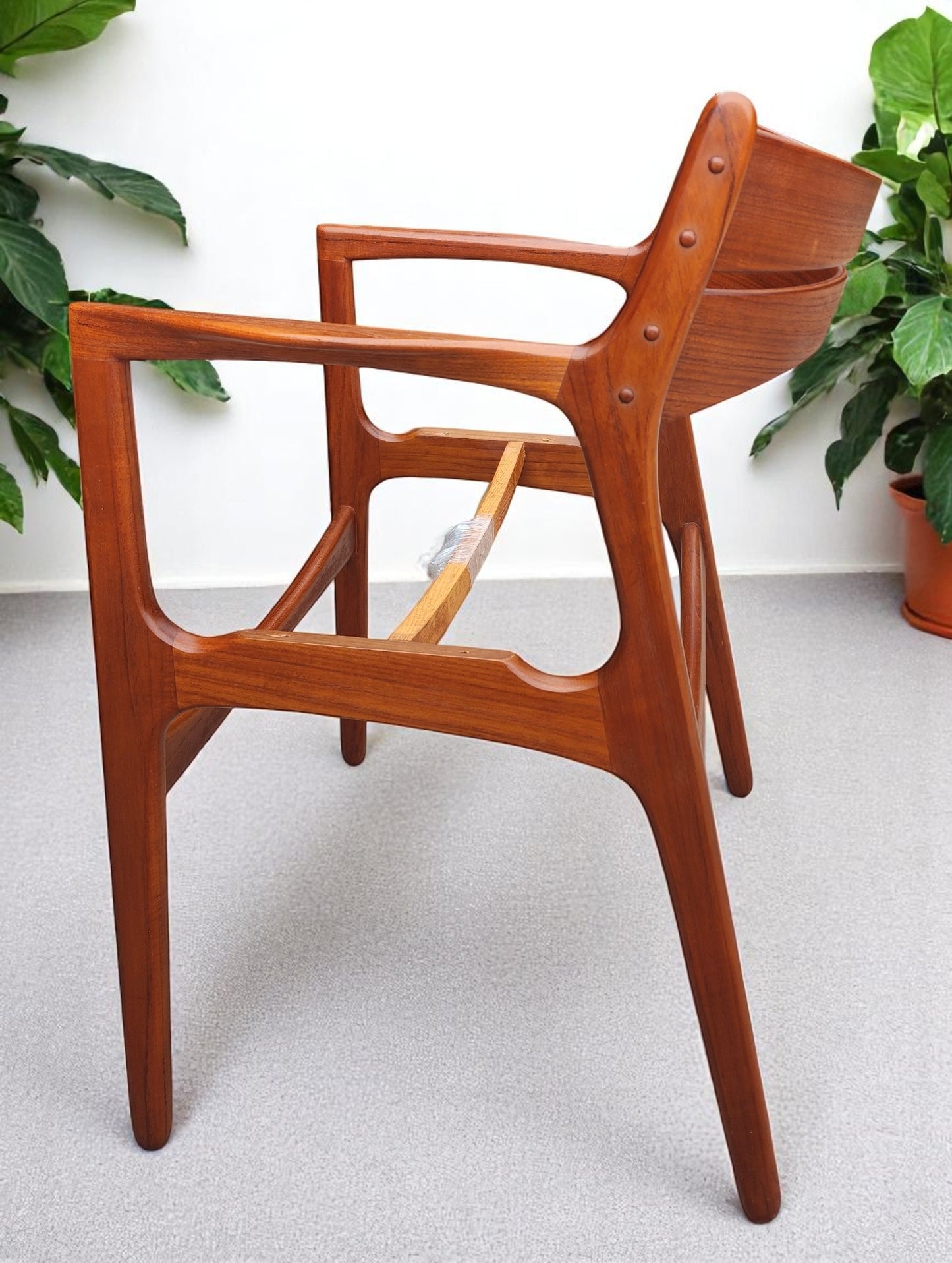 REFINISHED Danish MCM teak armchair by Erik Buch, model 312, will be REUPHOLSTERED