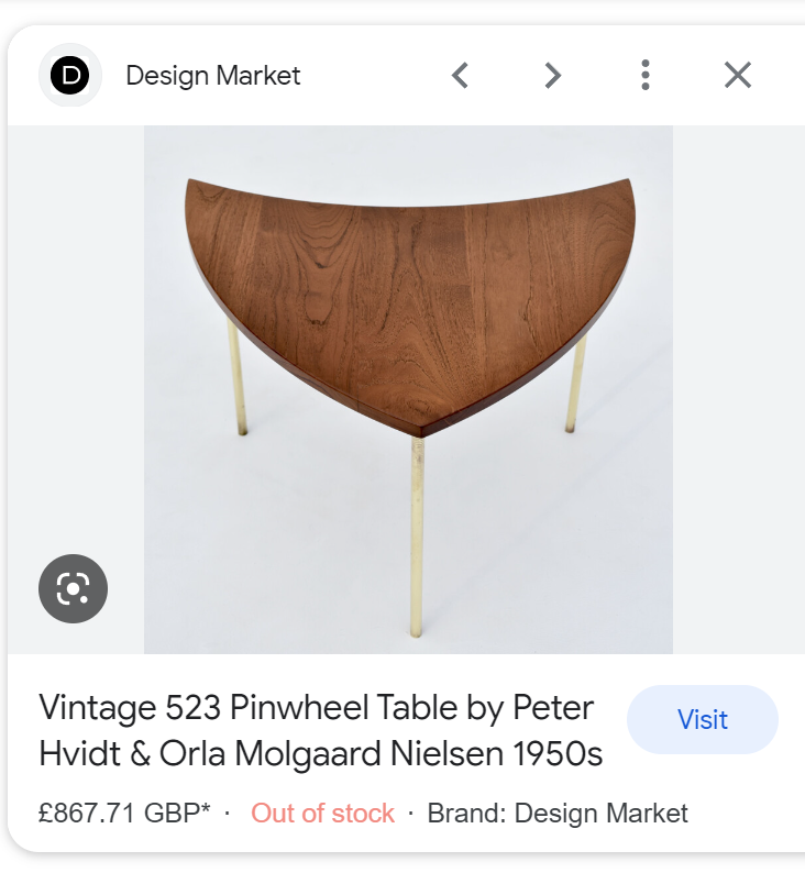 REFINISHED Mid Century Modern segmented triangular accent tables, set of 3