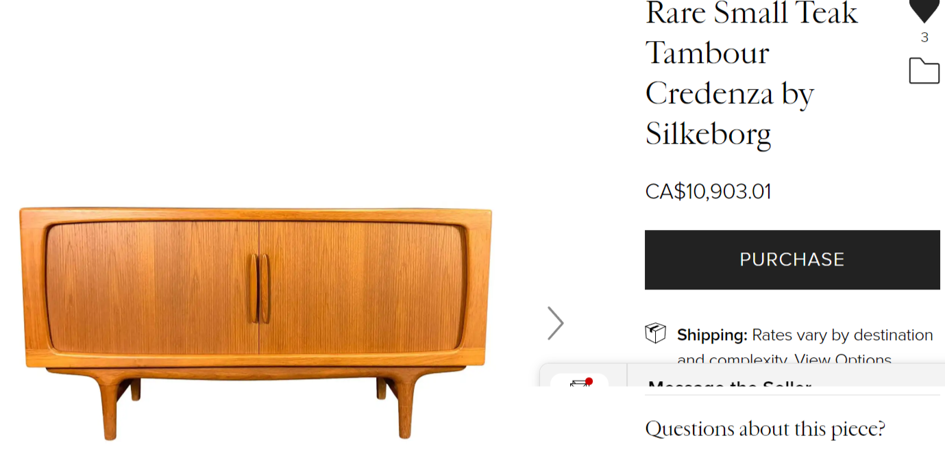 REFINISHED Danish MCM Teak Tambour Sideboard by Johannes Andersen 63"