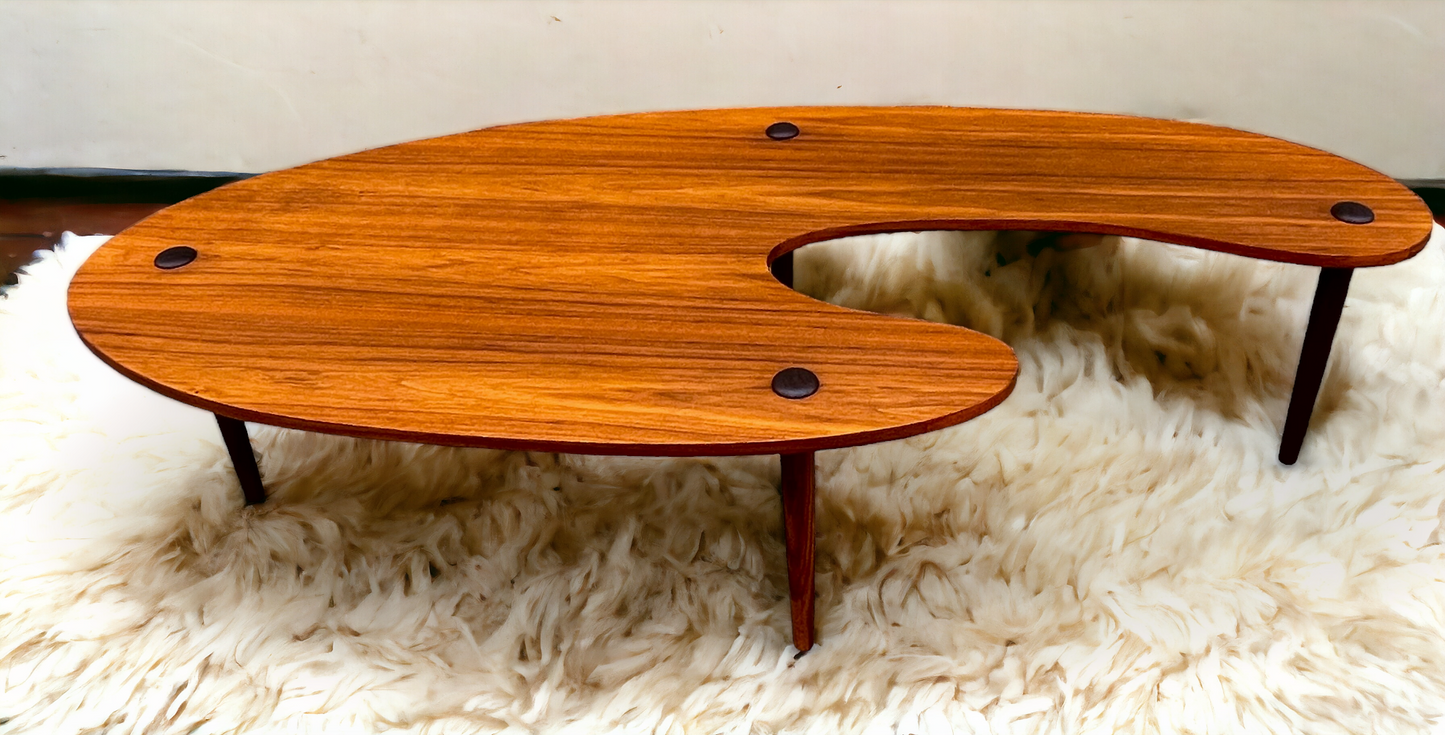 REFINISHED Mid Century Modern Coffee Table Free-Form Shaped