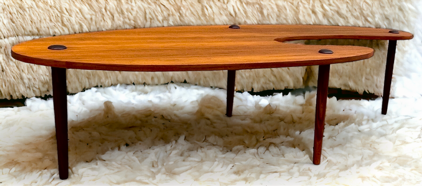 REFINISHED Mid Century Modern Coffee Table Free-Form Shaped
