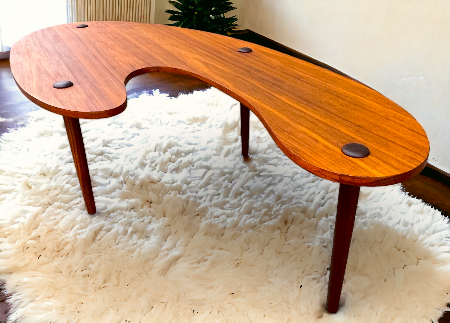 REFINISHED Mid Century Modern Coffee Table Free-Form Shaped