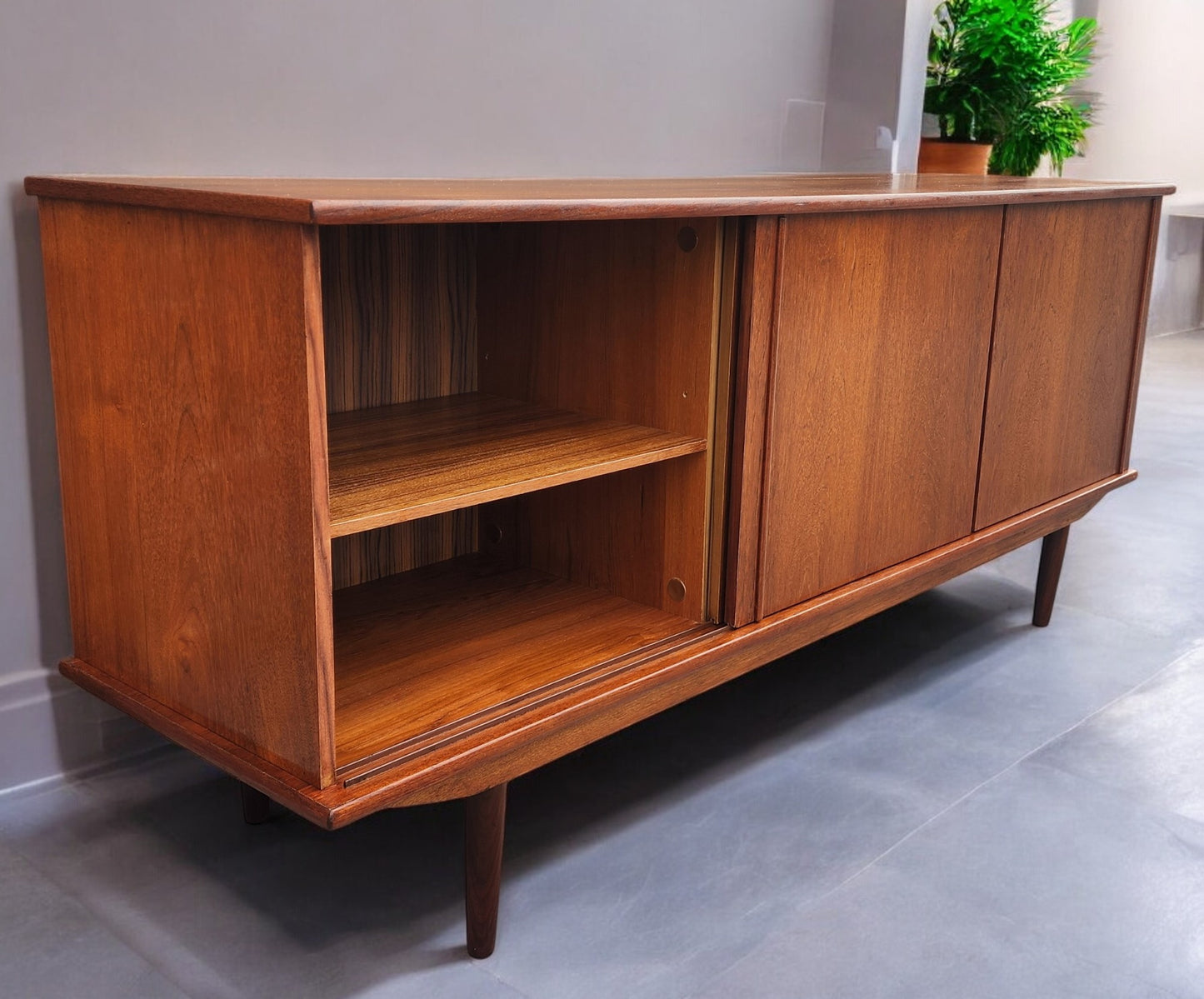 REFINISHED Swedish Mid Century Modern Teak Buffet Sideboard 71"