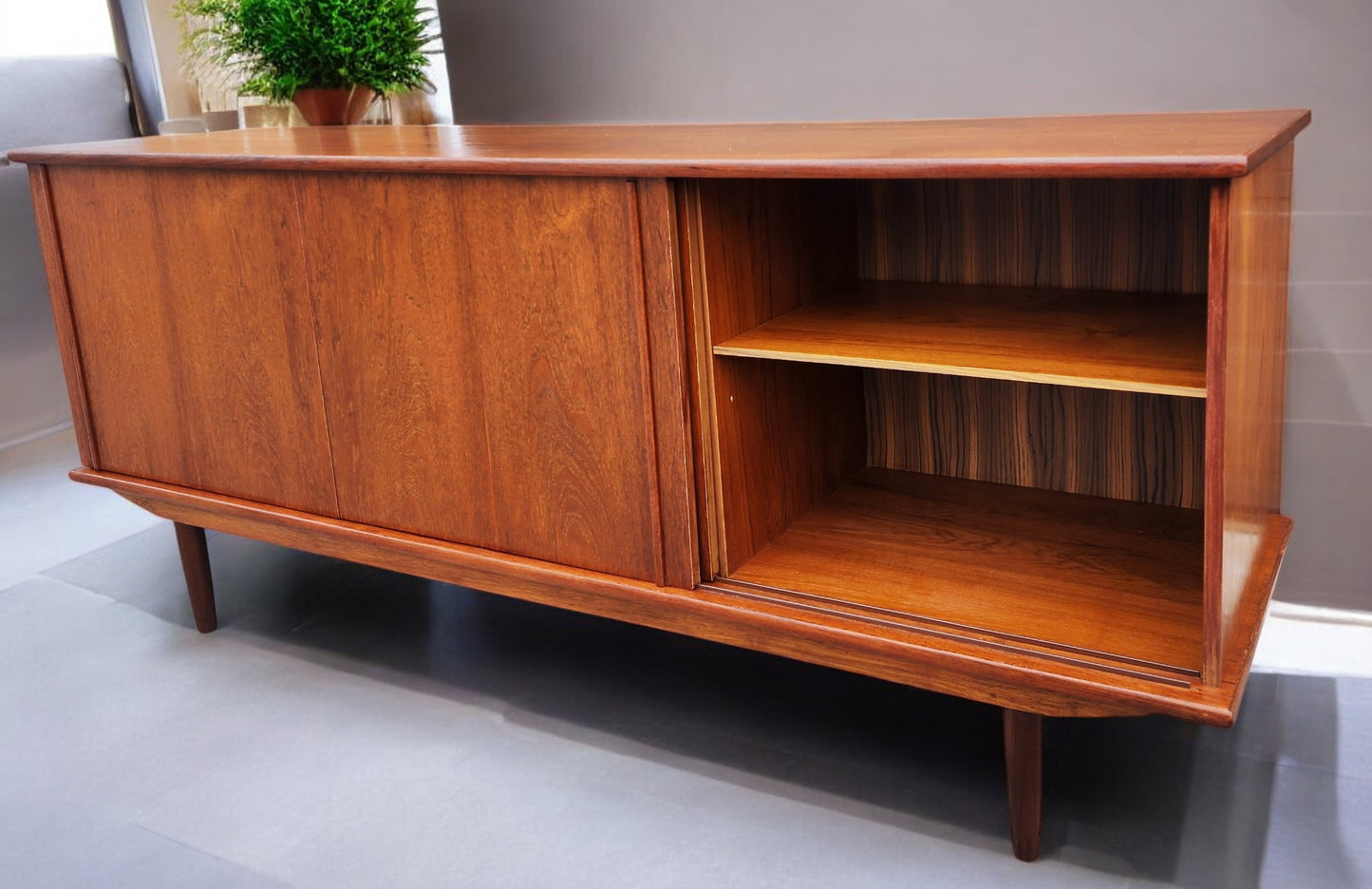 REFINISHED Swedish Mid Century Modern Teak Buffet Sideboard 71"