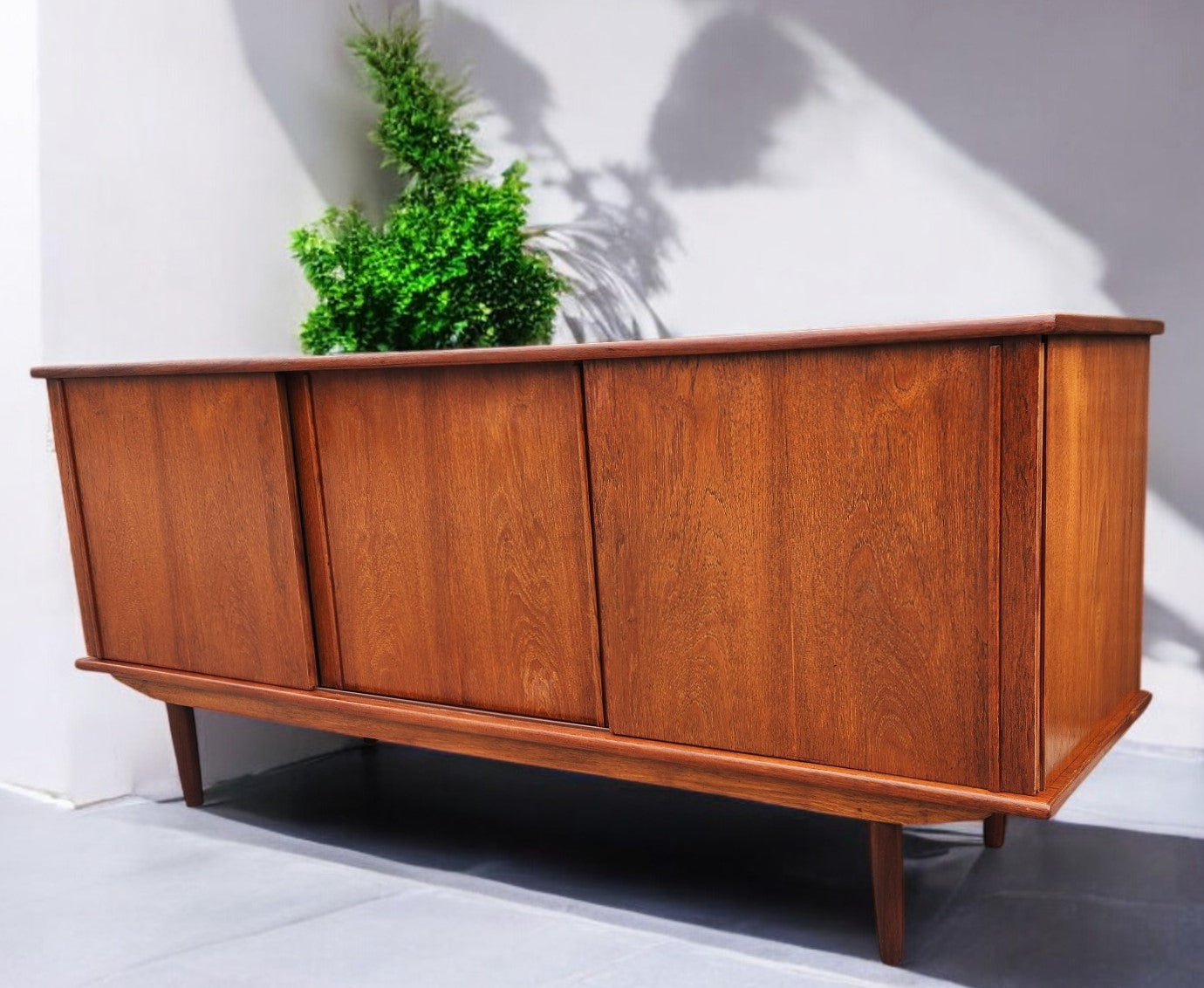 REFINISHED Swedish Mid Century Modern Teak Buffet Sideboard 71"