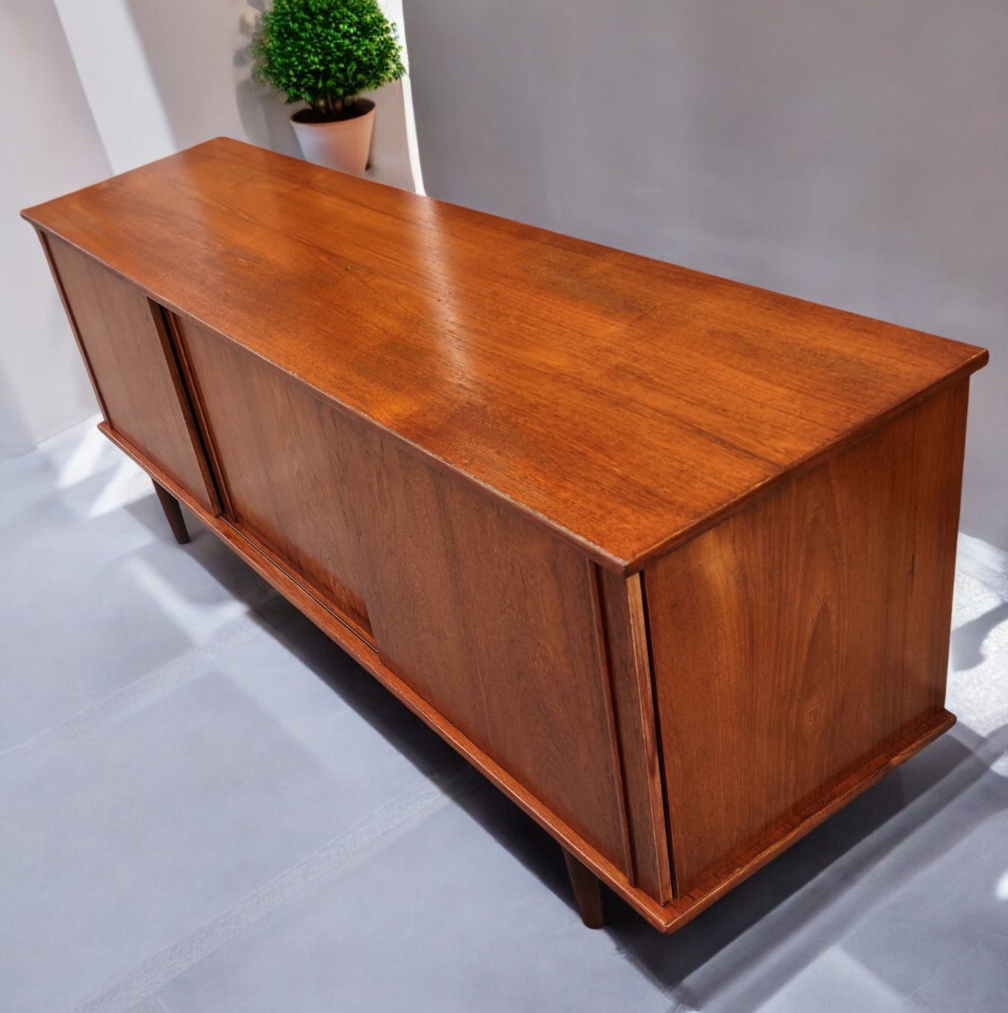 REFINISHED Swedish Mid Century Modern Teak Buffet Sideboard 71"