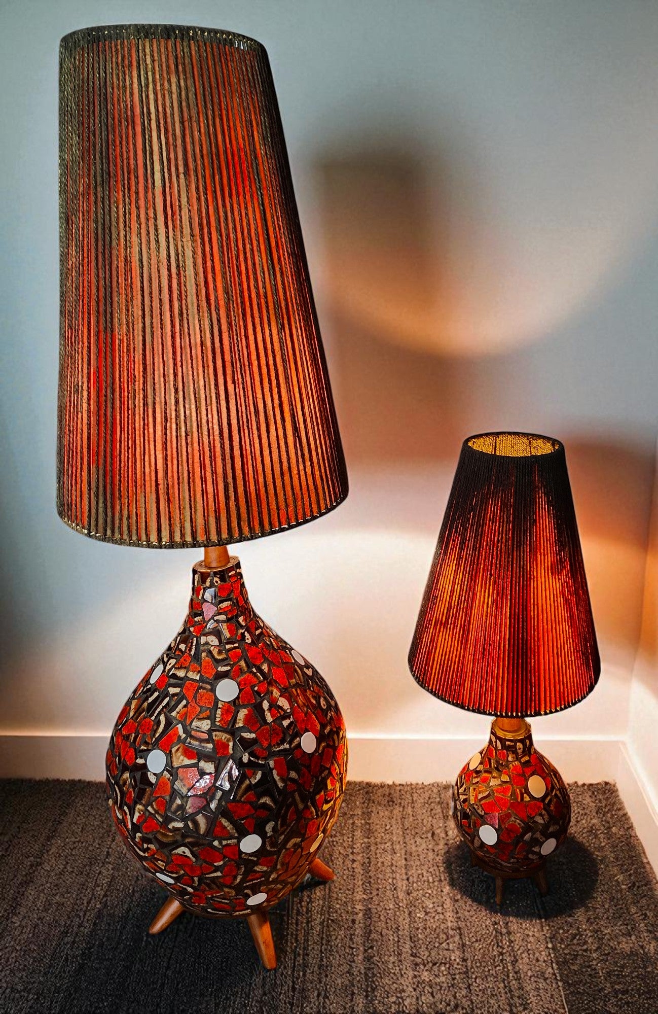 Set of Mid Century Modern floor & table lamps by Maurice Chalvignac