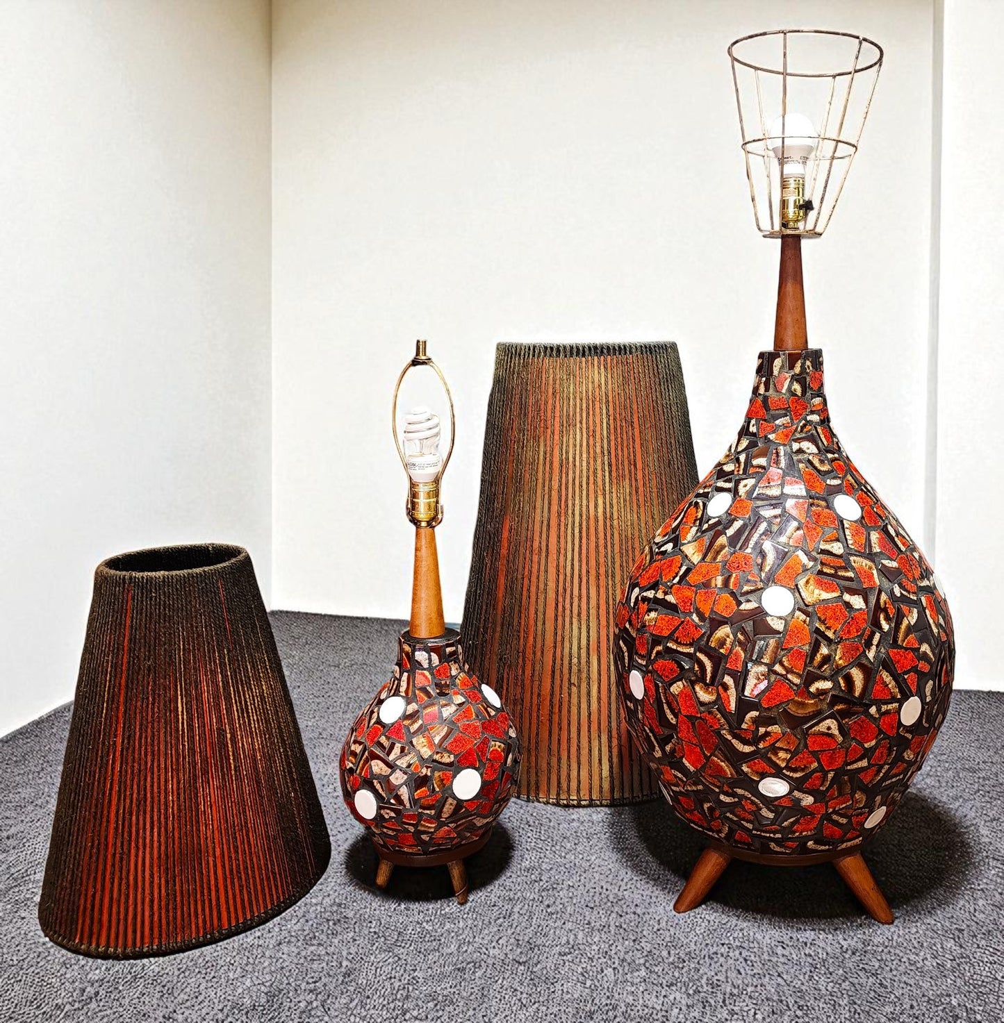 Set of Mid Century Modern floor & table lamps by Maurice Chalvignac