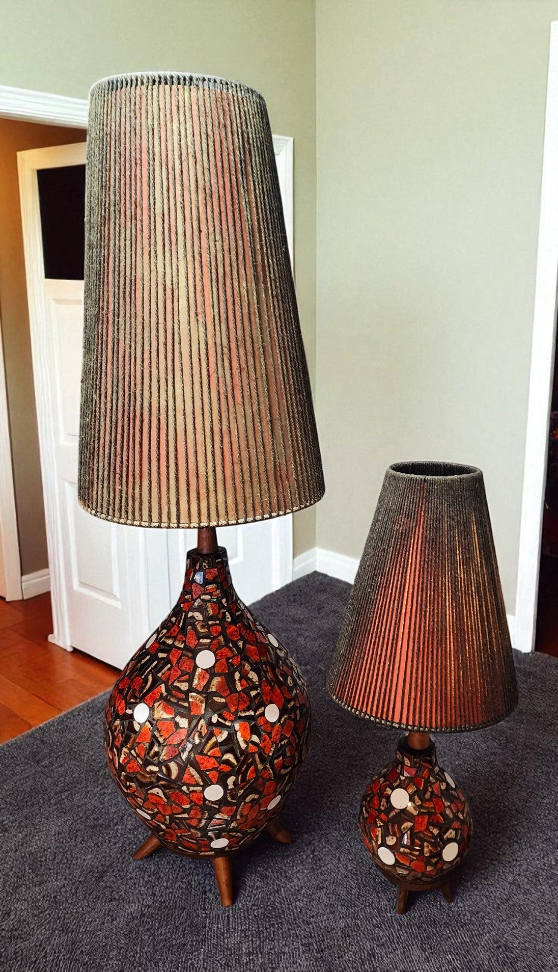 Set of Mid Century Modern floor & table lamps by Maurice Chalvignac