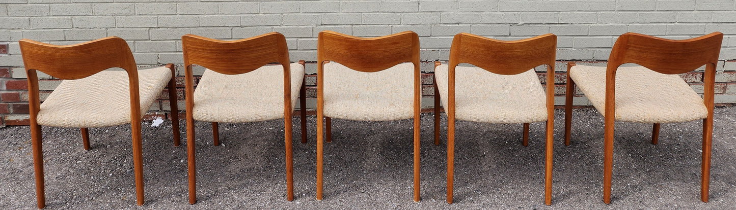 6 RESTORED Danish Mid Century Modern Teak Chairs by Niels O. Møller, Model 71