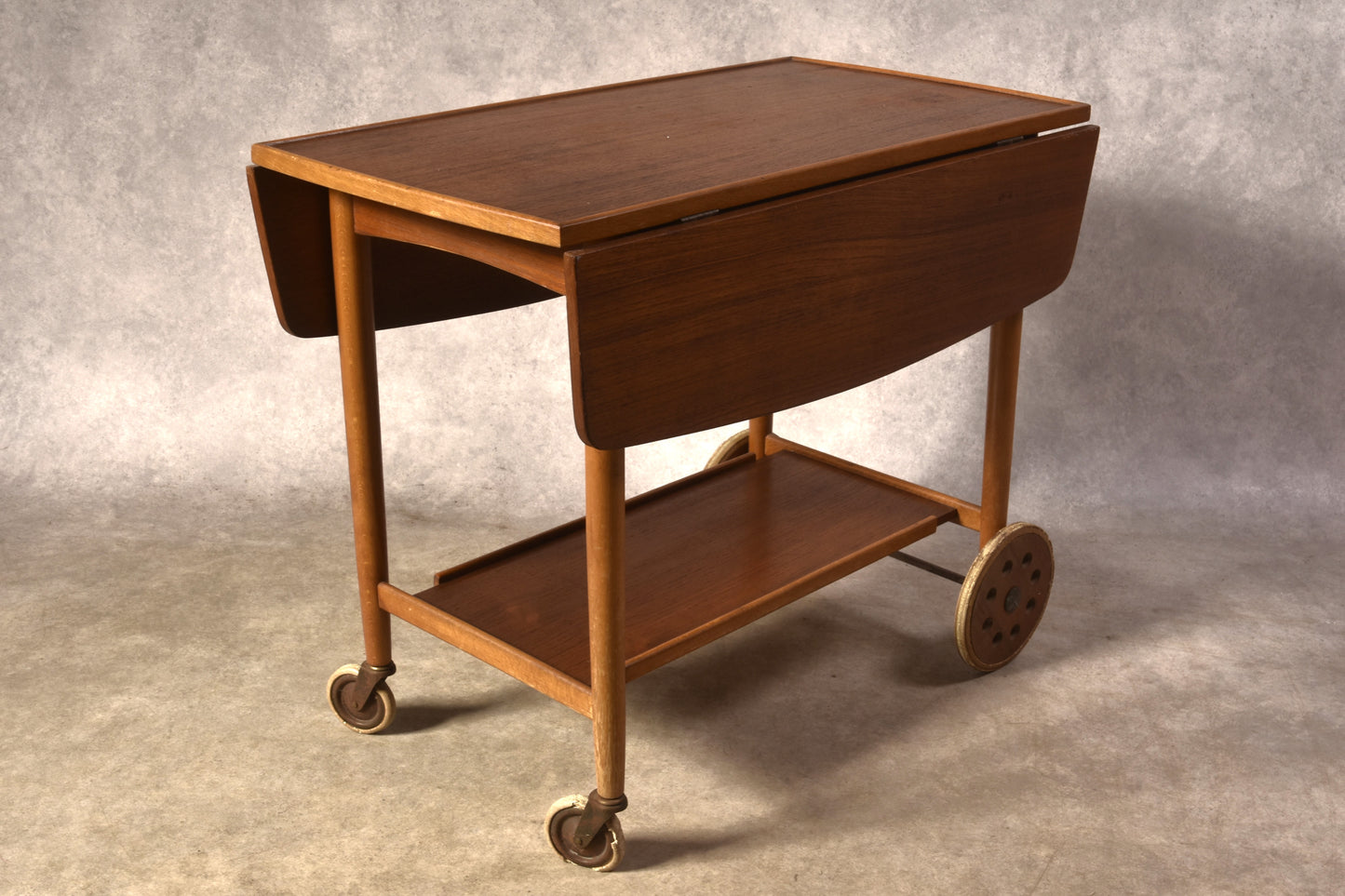 REFINISHED Swedish MCM Teak Bar Cart by Ove Blidberg "Rullan"