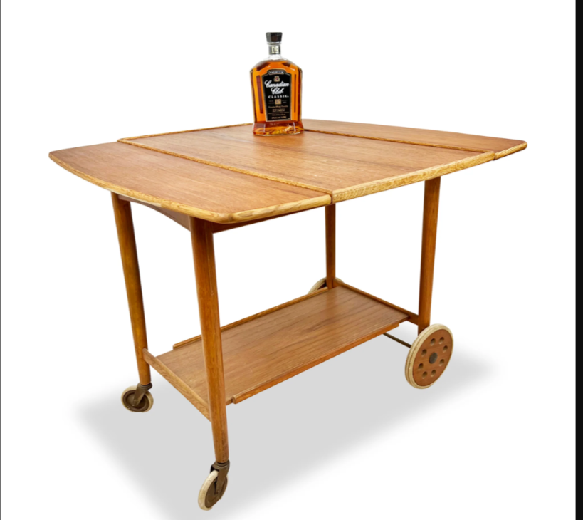REFINISHED Swedish MCM Teak Bar Cart by Ove Blidberg "Rullan"