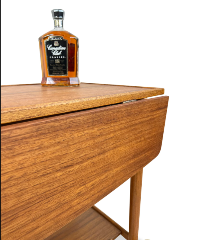 REFINISHED Swedish MCM Teak Bar Cart by Ove Blidberg "Rullan"