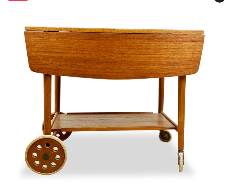 REFINISHED Swedish MCM Teak Bar Cart by Ove Blidberg "Rullan"