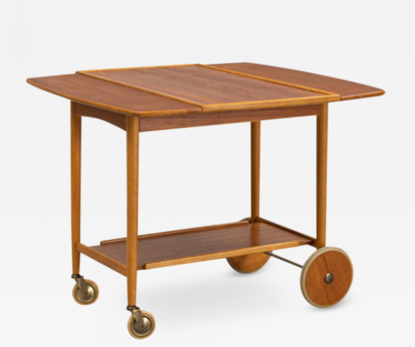 REFINISHED Swedish MCM Teak Bar Cart by Ove Blidberg "Rullan"