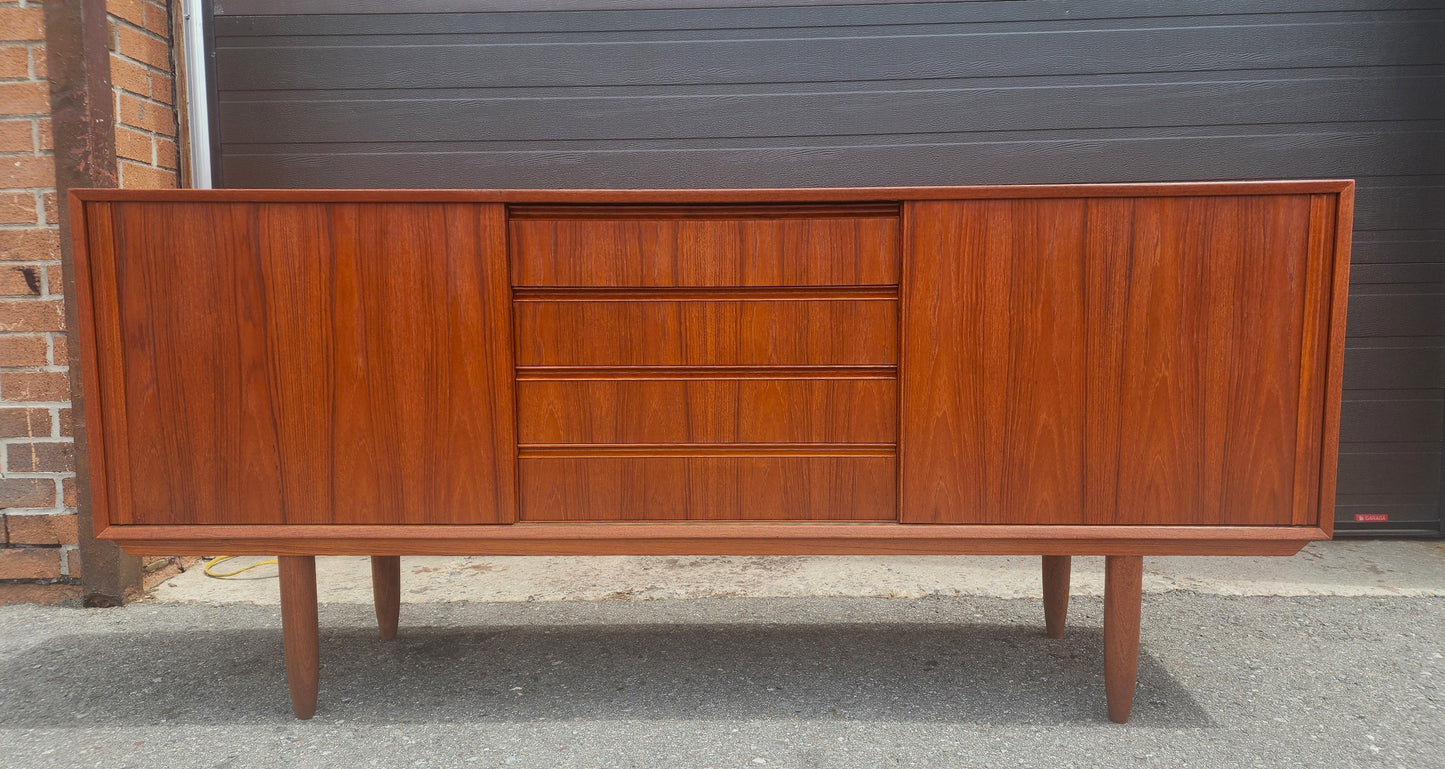 REFINISHED Swedish Mid Century Modern Teak Sideboard 68.5" Narrow