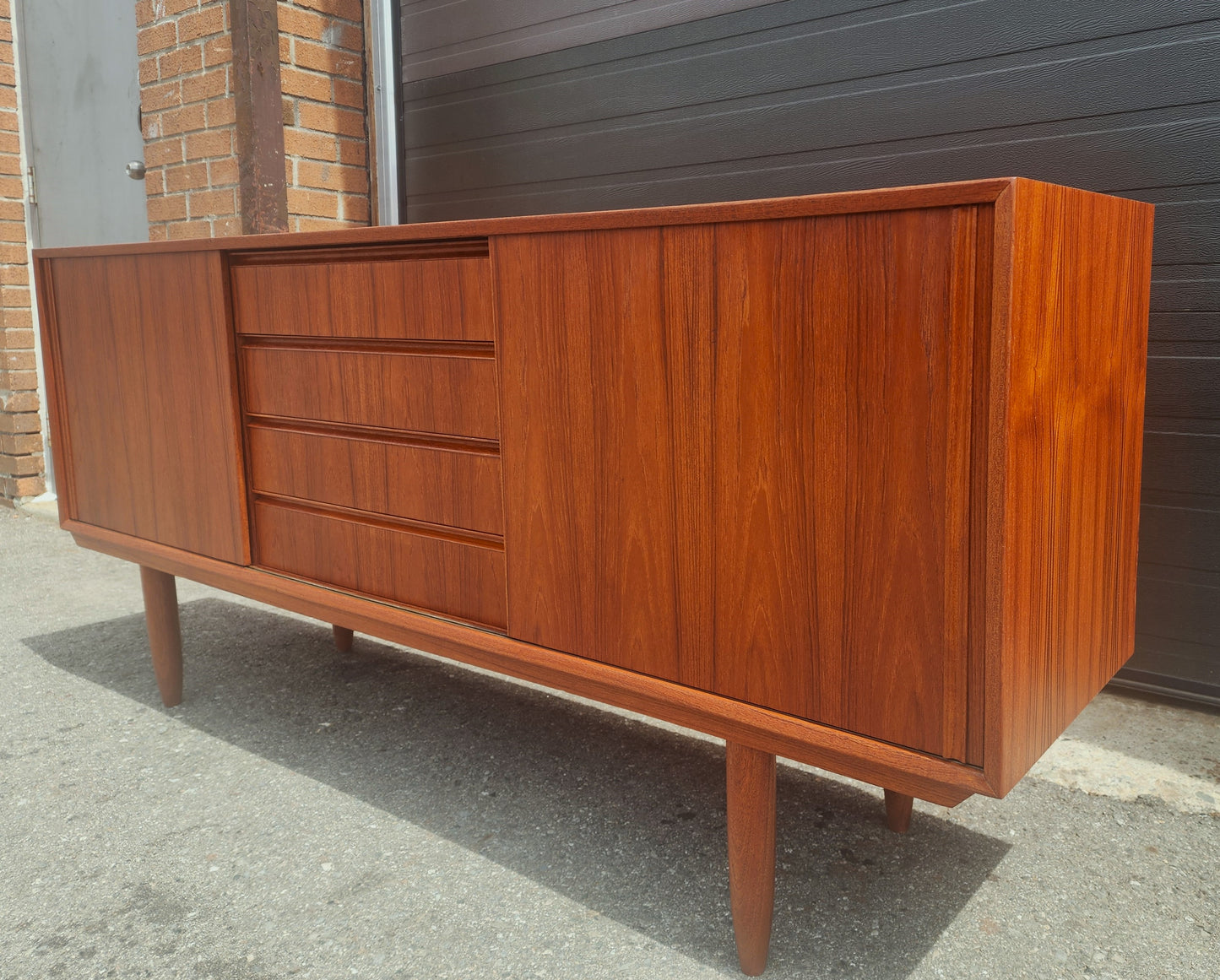 REFINISHED Swedish Mid Century Modern Teak Sideboard 68.5" Narrow