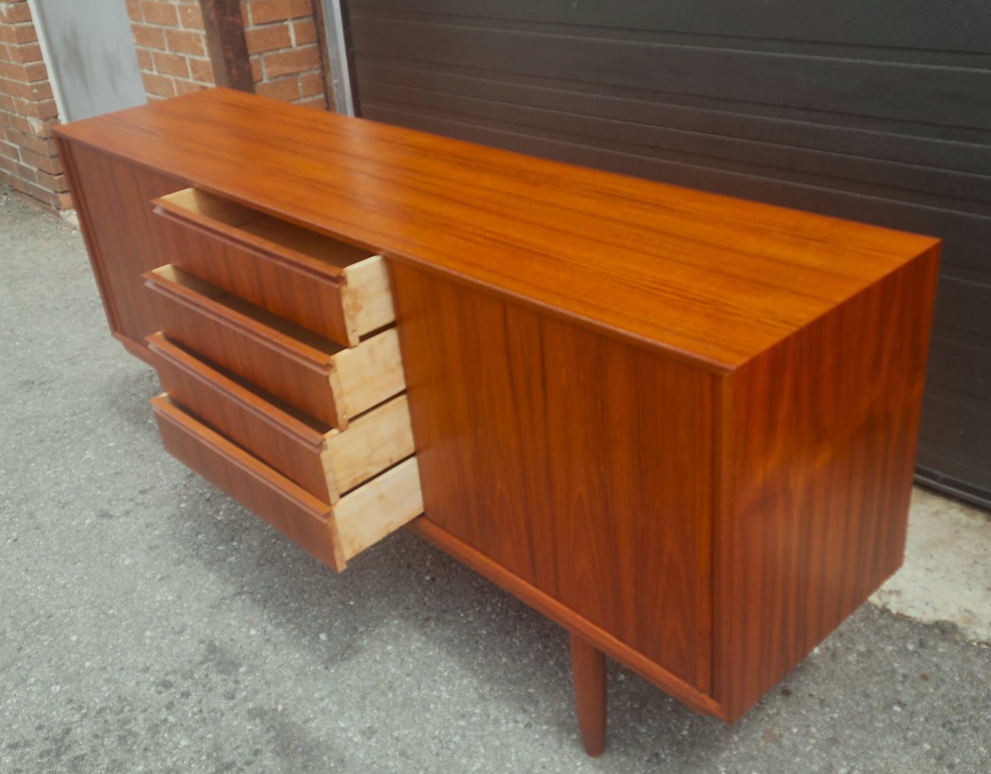 REFINISHED Swedish Mid Century Modern Teak Sideboard 68.5" Narrow