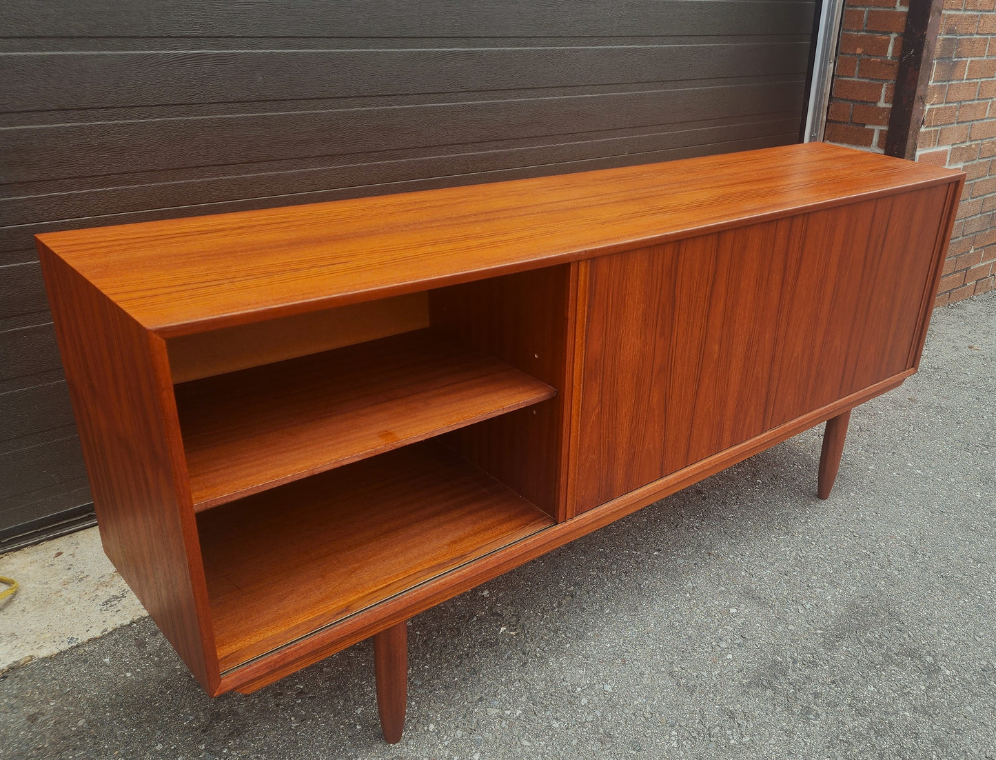 REFINISHED Swedish Mid Century Modern Teak Sideboard 68.5" Narrow