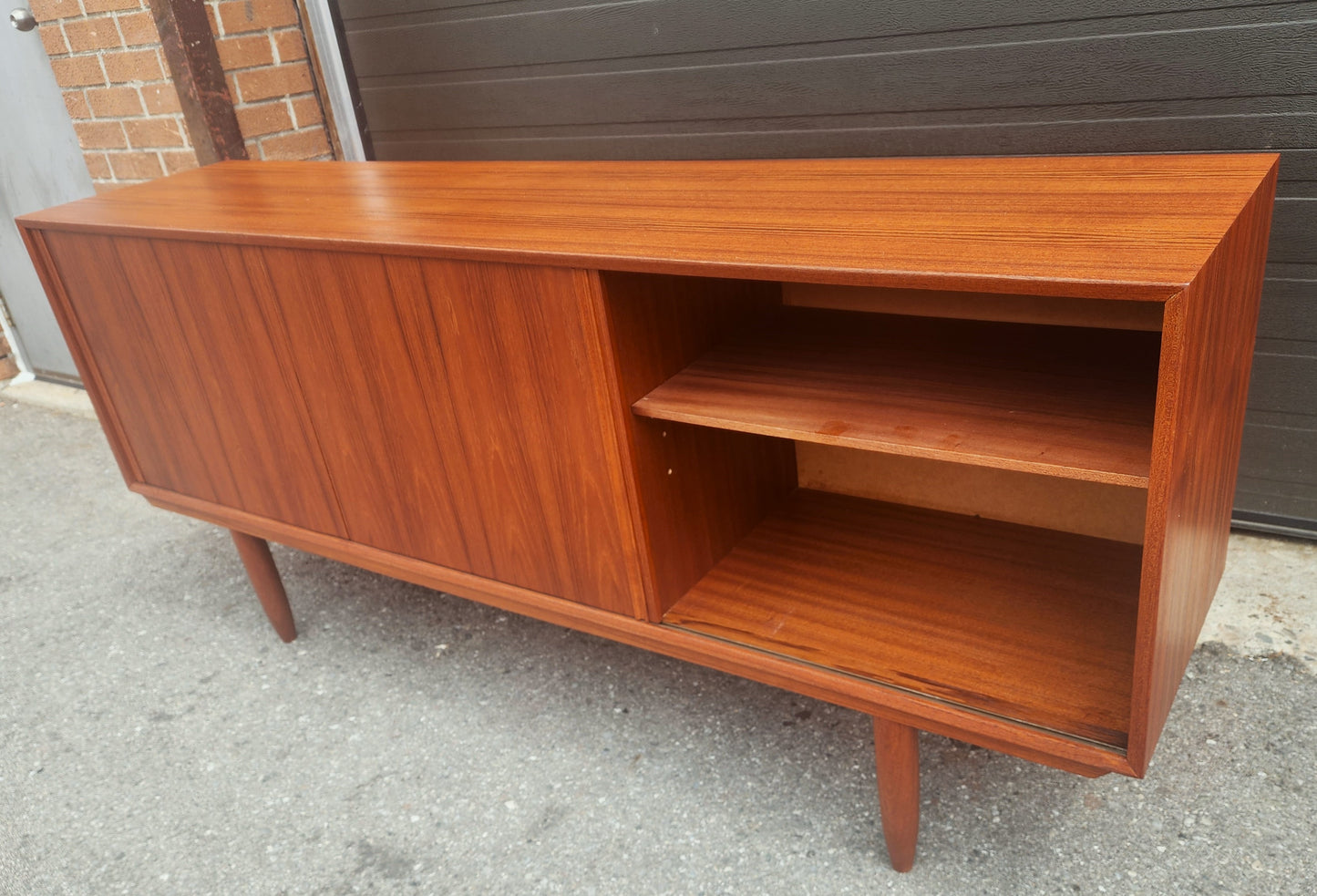 REFINISHED Swedish Mid Century Modern Teak Sideboard 68.5" Narrow