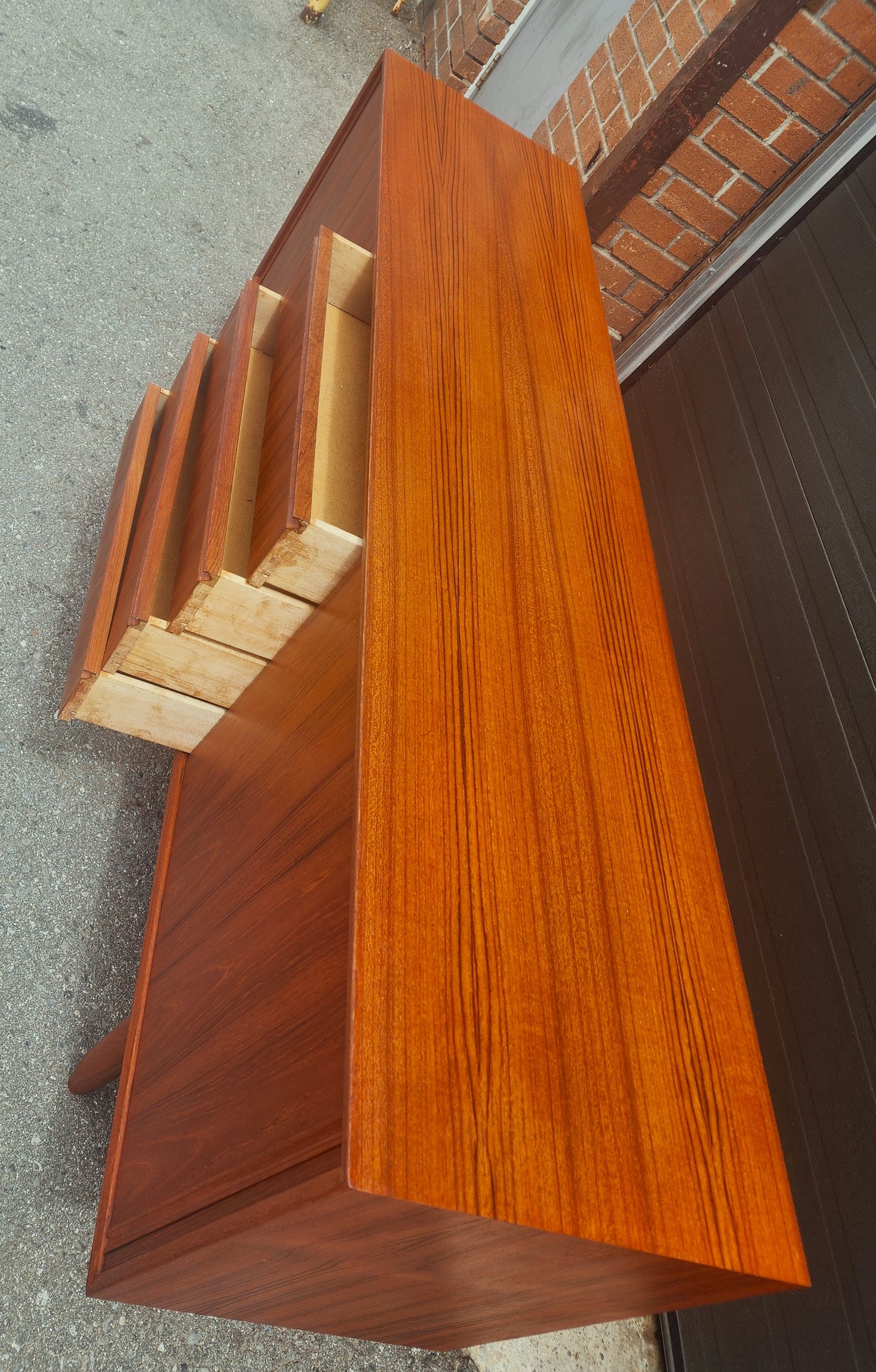 REFINISHED Swedish Mid Century Modern Teak Sideboard 68.5" Narrow