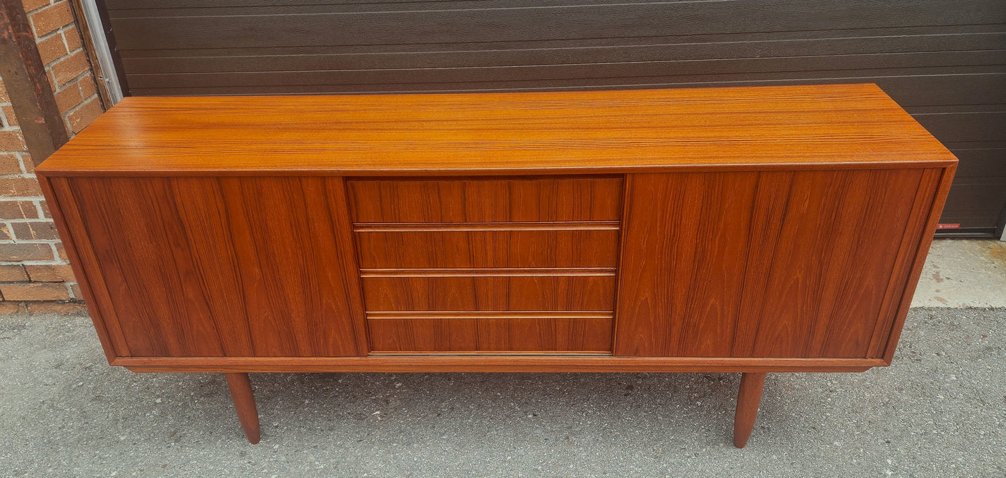 REFINISHED Swedish Mid Century Modern Teak Sideboard 68.5" Narrow