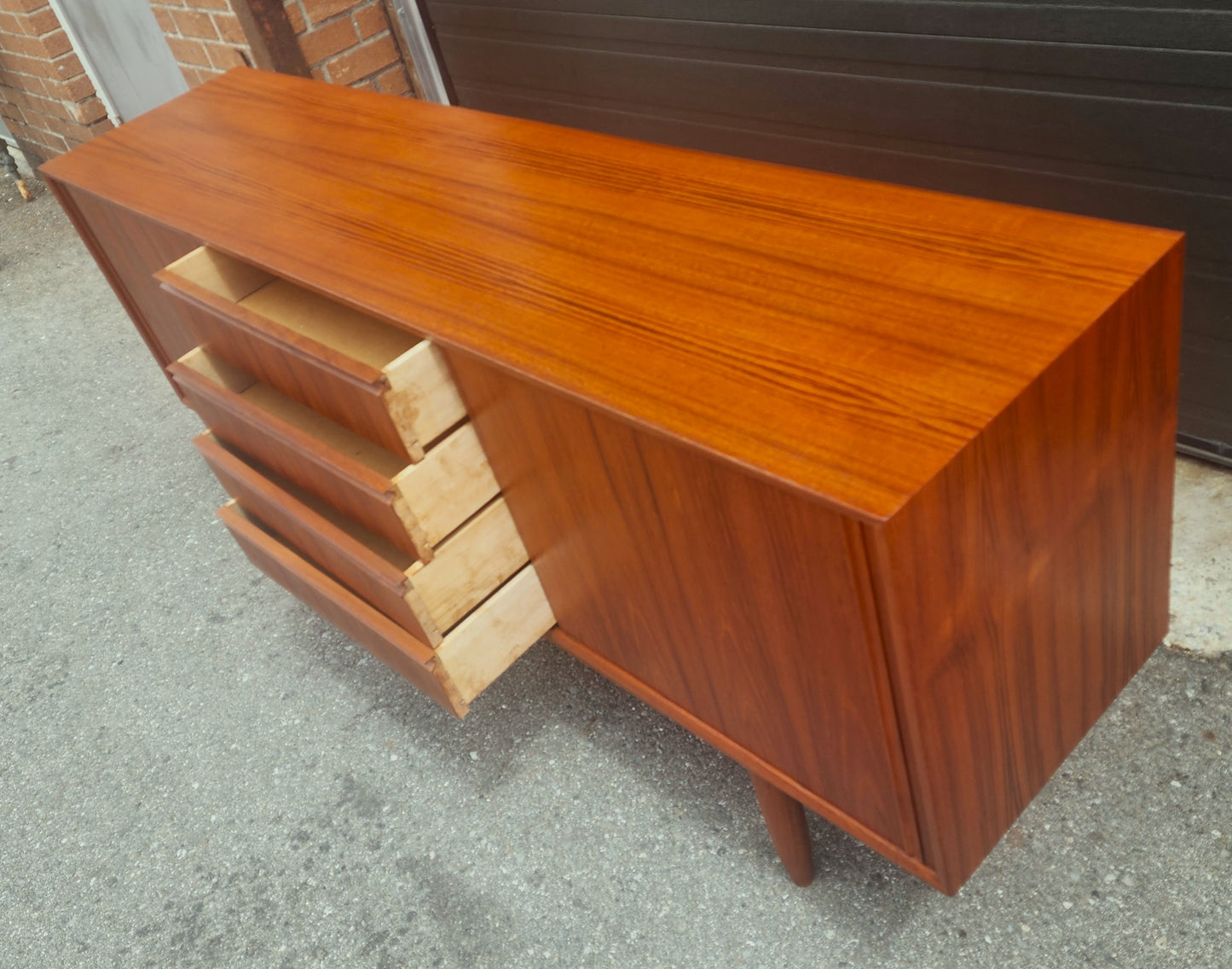 REFINISHED Swedish Mid Century Modern Teak Sideboard 68.5" Narrow