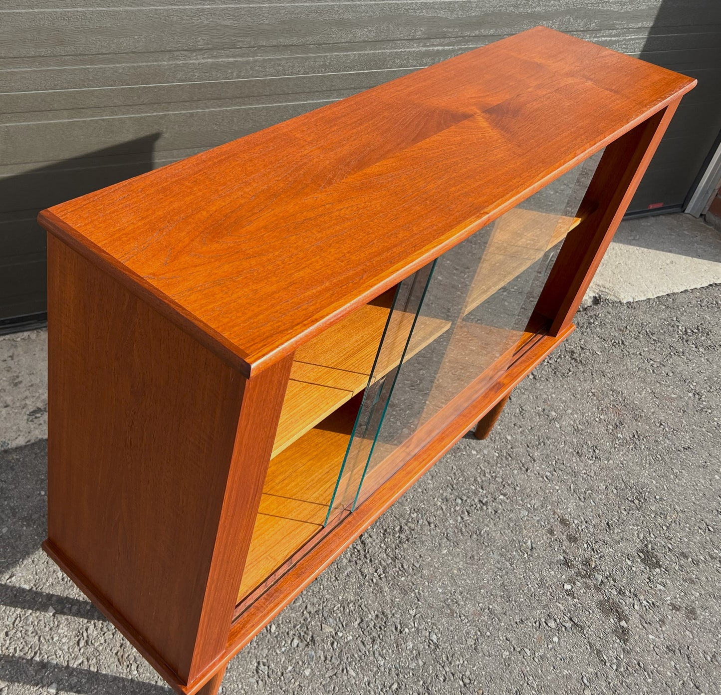 REFINISHED Mid Century Modern Teak Display or Bookcase 48"
