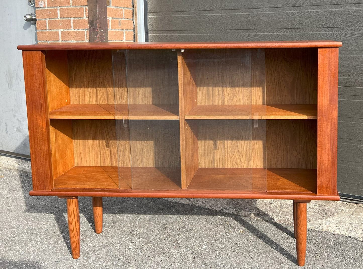 REFINISHED Mid Century Modern Teak Display or Bookcase 48"
