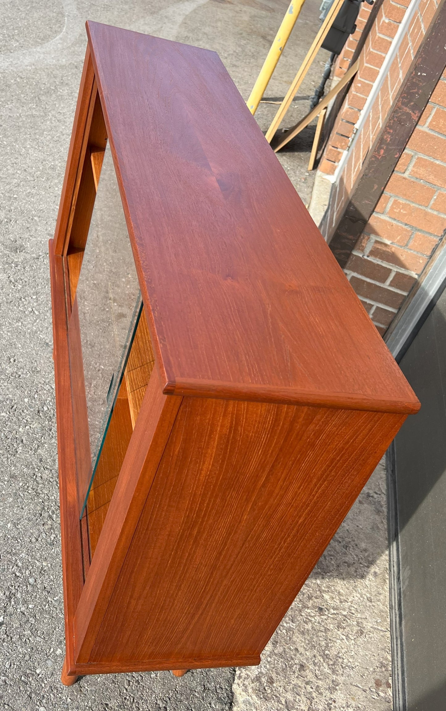 REFINISHED Mid Century Modern Teak Display or Bookcase 48"