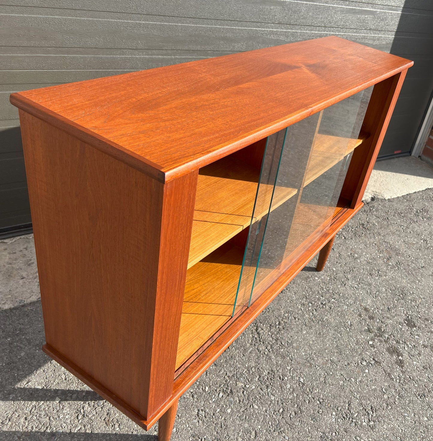 REFINISHED Mid Century Modern Teak Display or Bookcase 48"