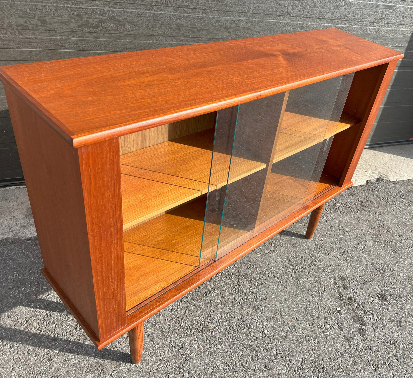REFINISHED Mid Century Modern Teak Display or Bookcase 48"