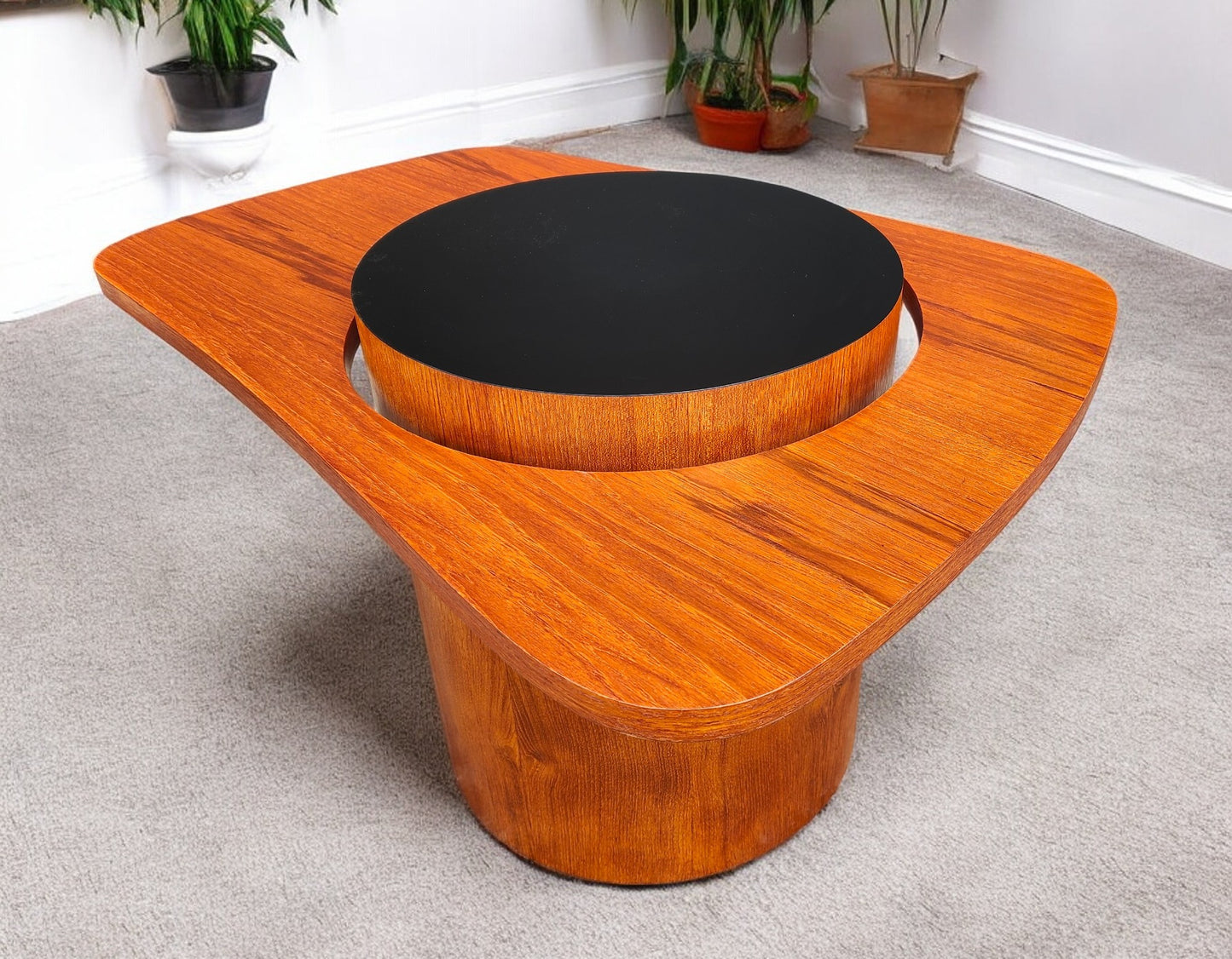 REFINISHED Mid Century Modern Teak Martini Cocktail Table by RS Associates