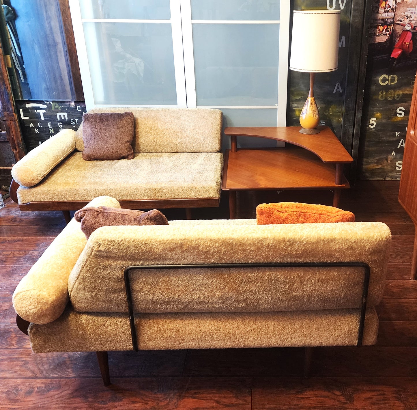 REFINISHED Mid Century Modern 2 Loveseats or 4-Seater Sofa by A. Pearsall