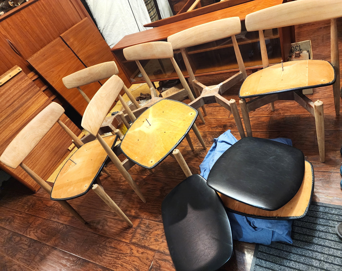 6 REFINISHED Danish MCM Teak Chairs by H.W. Klein for Bramin, REUPHOLSTERED