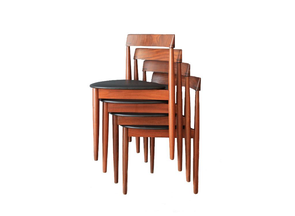 REFINISHED Danish MCM ROUNDETTE Teak Extension Table & 4 Chairs by Hans Olsen
