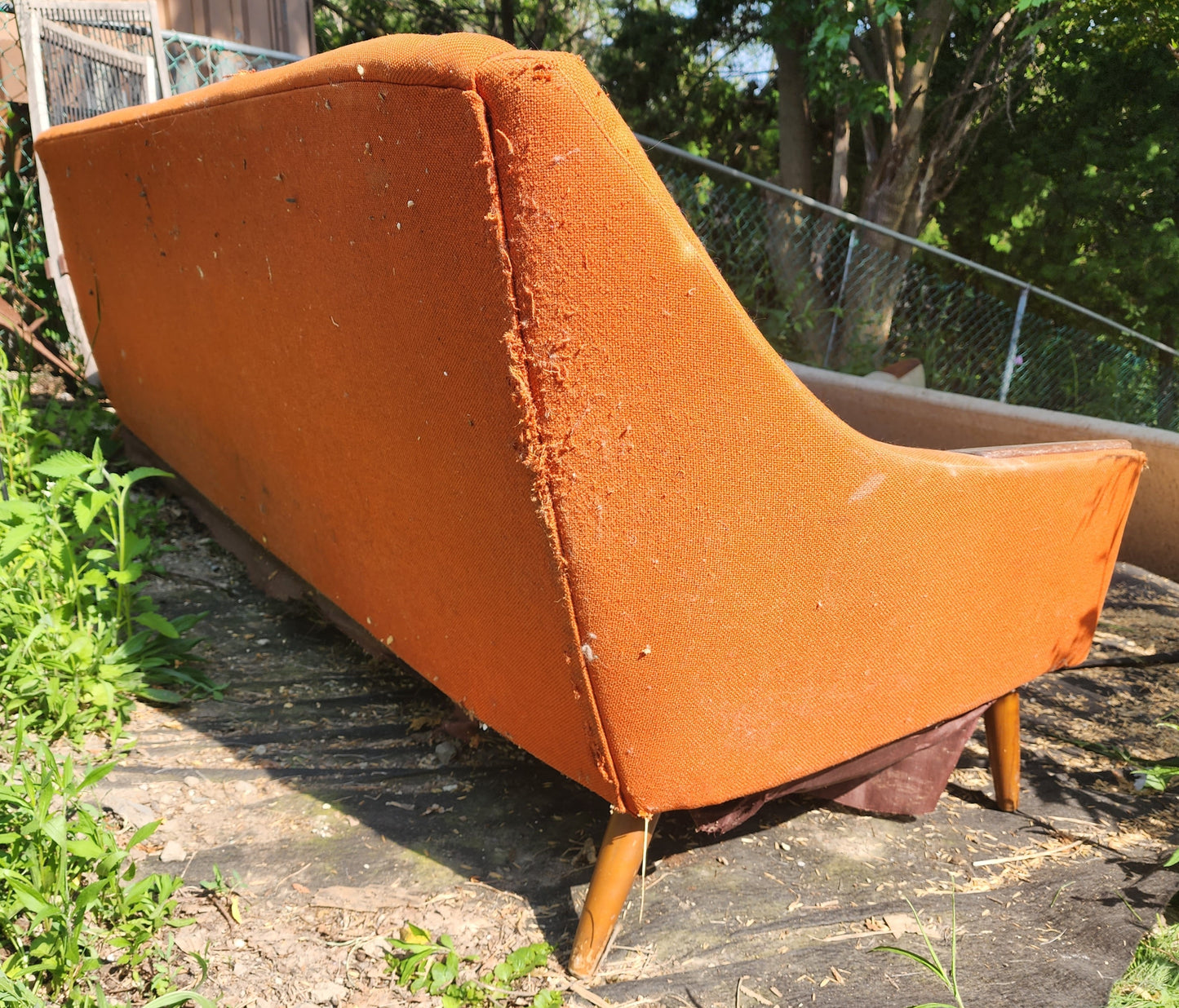 REFINISHED REUPHOLSTERED Danish MCM Teak Sofa 4-Seater