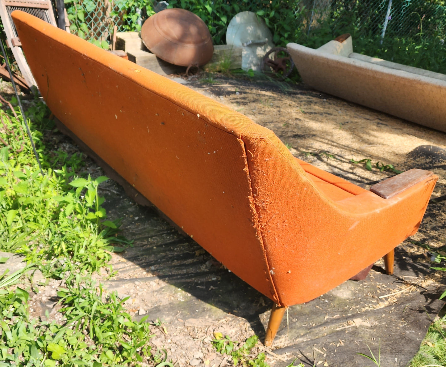 REFINISHED REUPHOLSTERED Danish MCM Teak Sofa 4-Seater