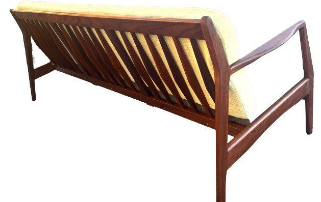 REFINISHED Mid Century Modern Teak 3-Seater Sofa by R. Huber will get NEW CUSHIONS