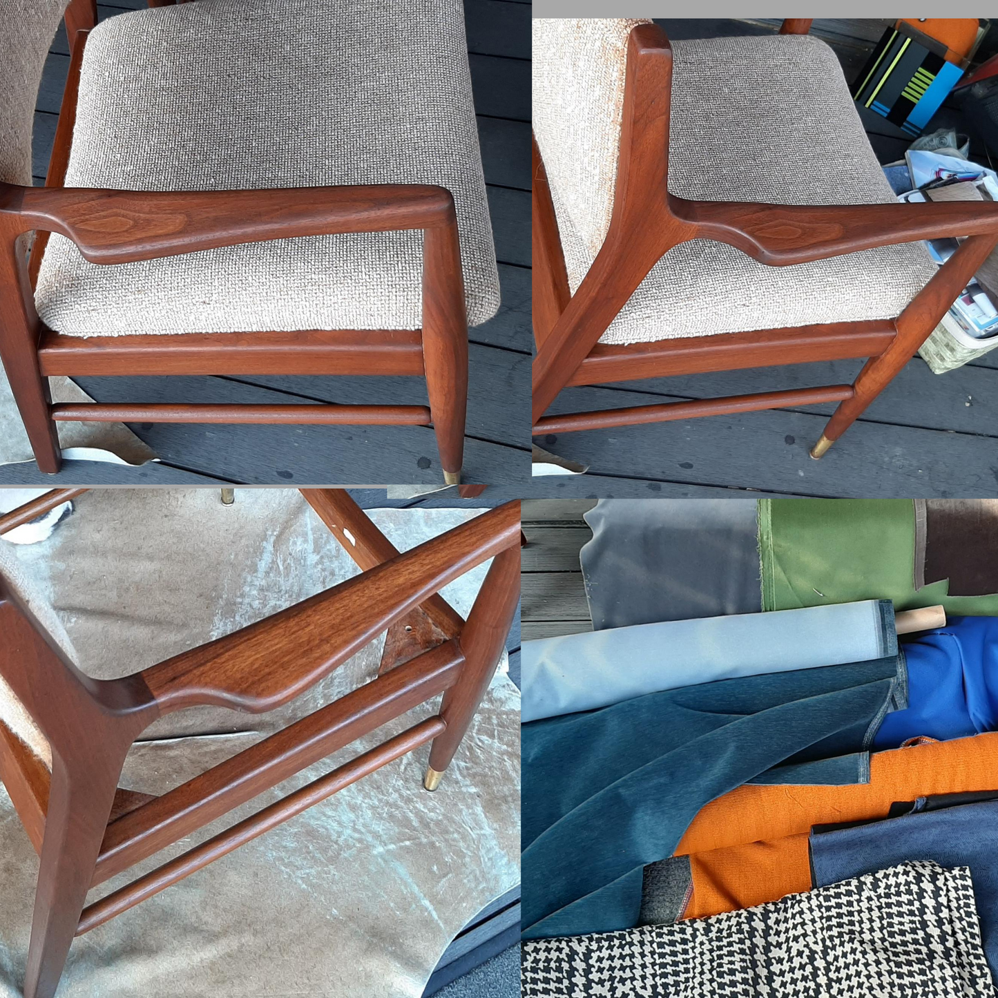 Set of 2 REFINISHED & Ready to be REUPHOLSTERED American MCM Walnut Armchairs