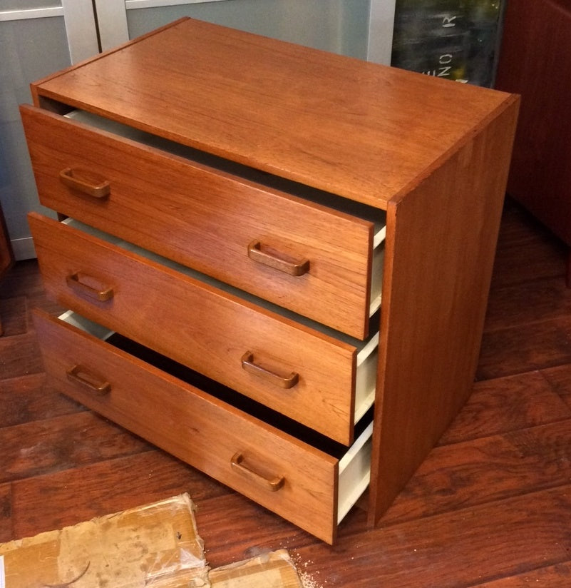 Swedish Mid Century Modern Teak Dresser 3 Drawers REFINISHED - Mid Century Modern Toronto