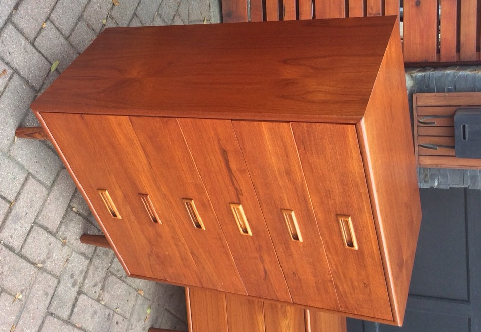REFINISHED Mid Century Modern Teak Dresser 9 drawers, Tallboy 6 drawers, 2 Night Stands - Mid Century Modern Toronto