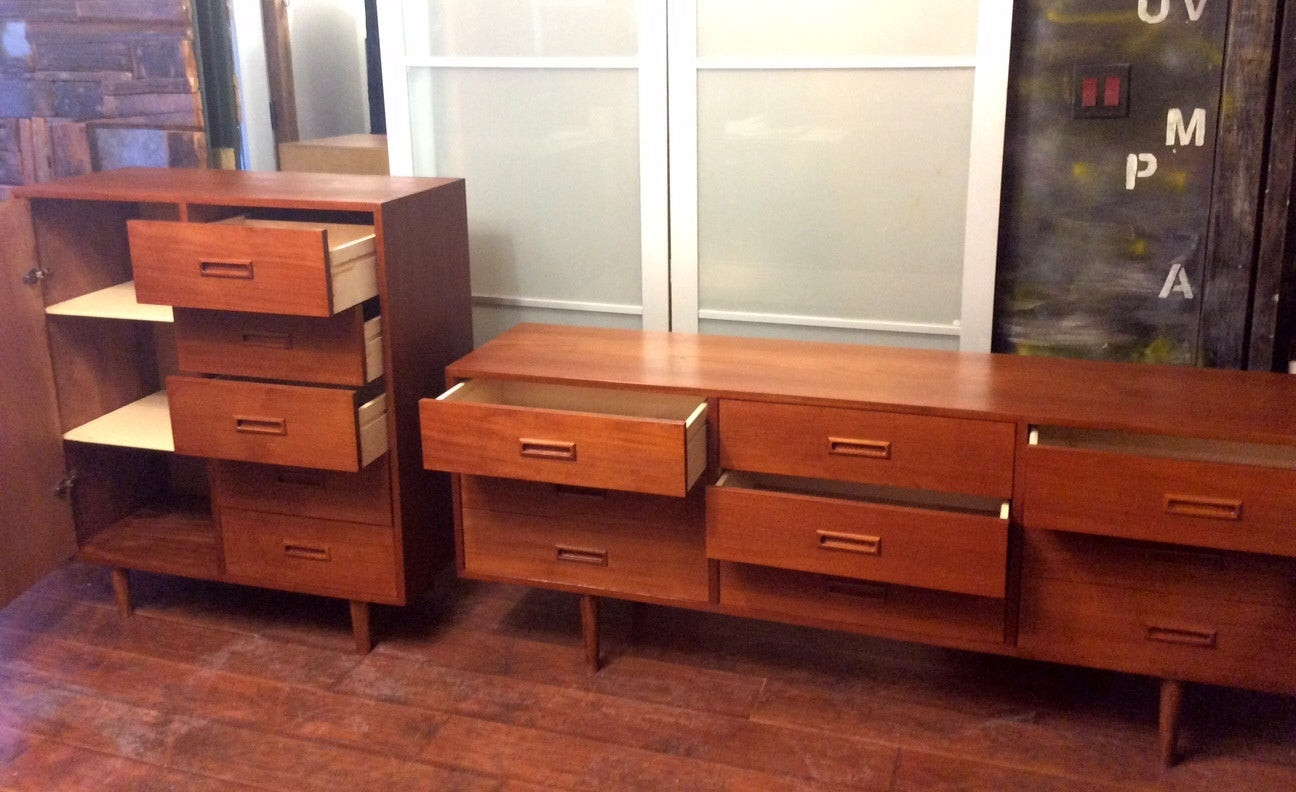 REFINISHED Mid Century Modern Teak Tallboy Wardrobe Dresser - Mid Century Modern Toronto