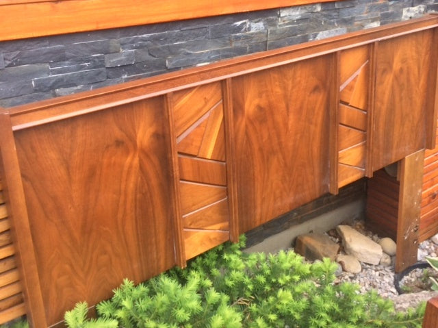 REFINISHED MCM Walnut Brutalist Bedroom SET in Paul Evans style, PERFECT - Mid Century Modern Toronto