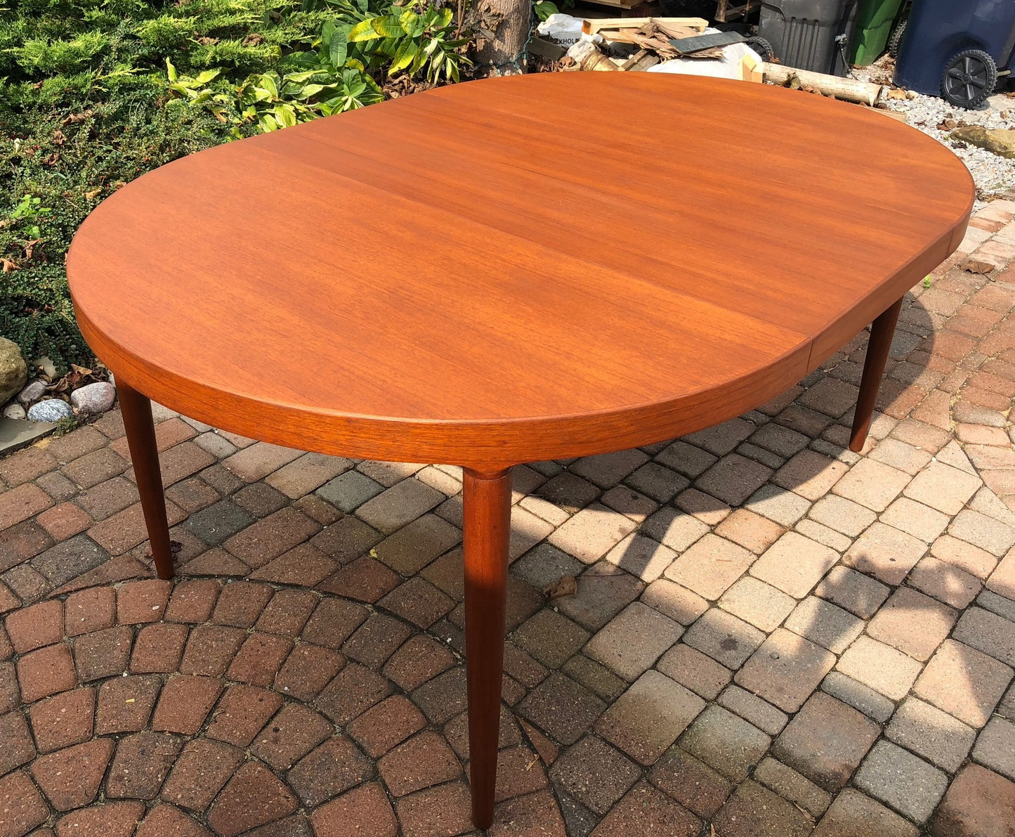 REFINISHED Danish MCM Round Teak Table w 2 Leaves 47"-86.5" by Harry Ostergaard - Mid Century Modern Toronto