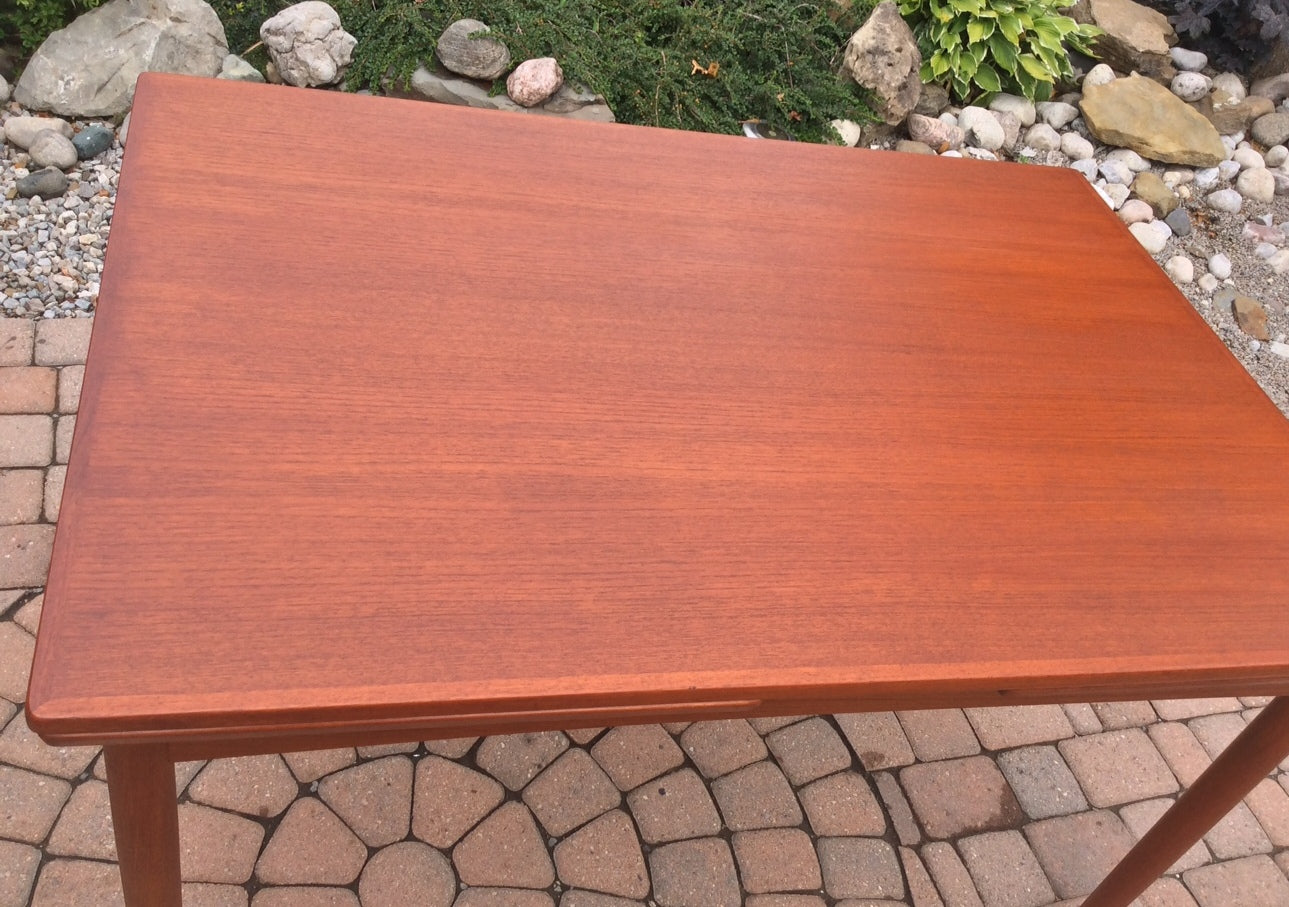 REFINISHED Danish Mid Century Modern Teak Dining Table Extendable with 2 Leaves / Draw Leaf/ Pocket Leaf by DYRLUND - Mid Century Modern Toronto