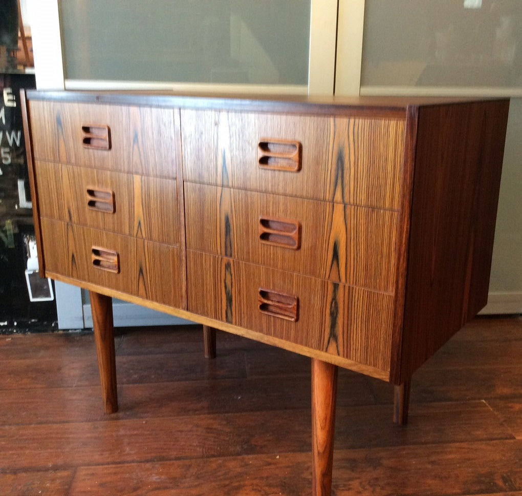 Danish Mid Century Modern Rosewood Dresser 6 Drawers Vanity Entry REFINISHED - Mid Century Modern Toronto